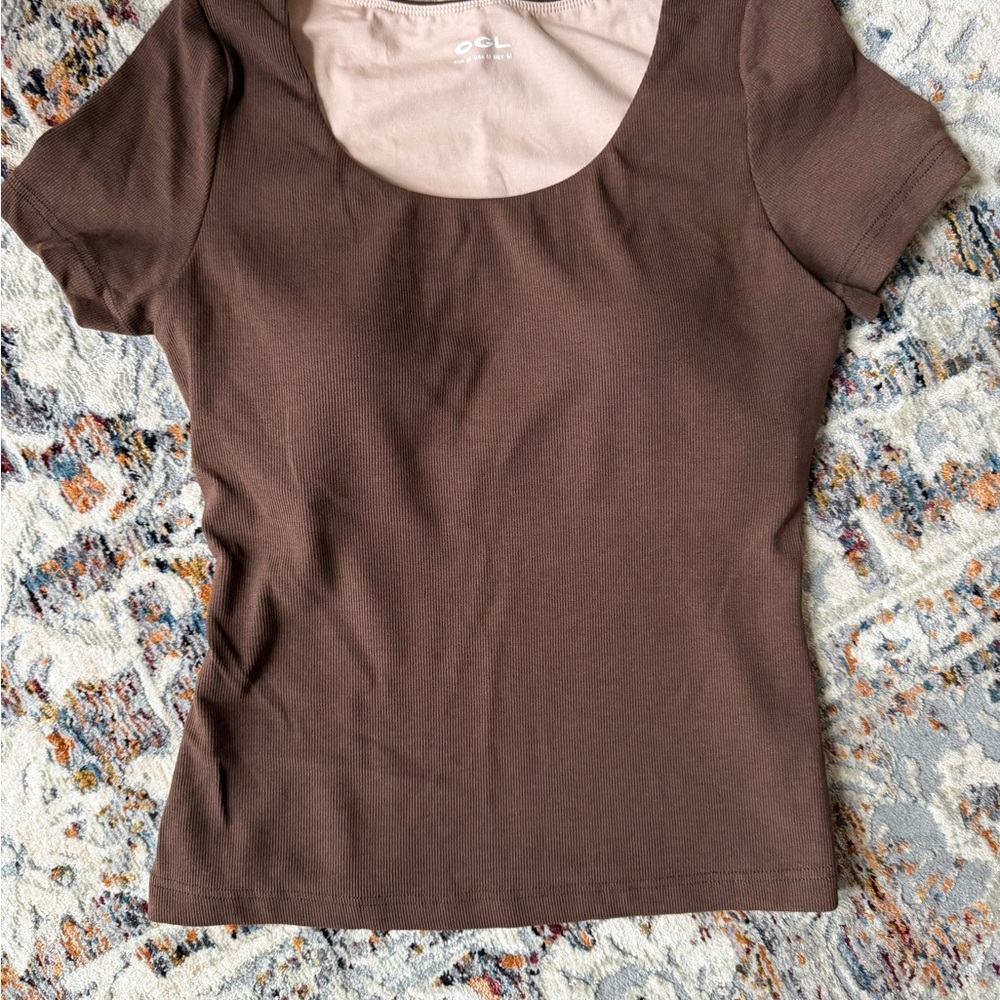 Olga Brown Short Sleeve Top